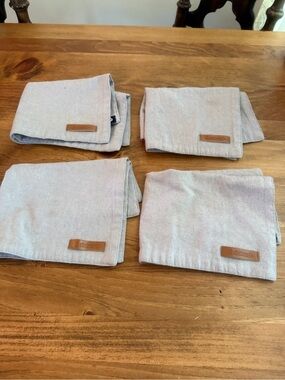 Cuisinart Light Gray Herringbone Cloth Napkin with Black Brand Tag